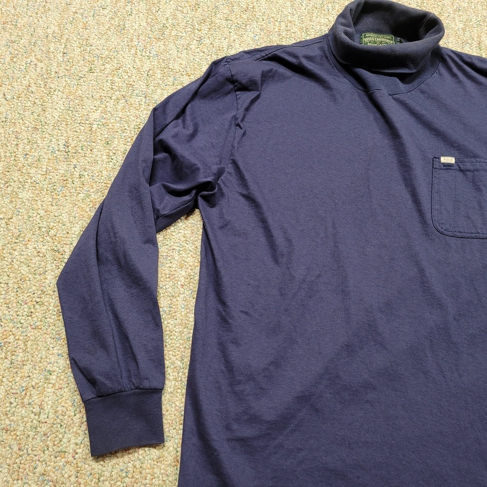 Polo Country Ralph Lauren Shirt Mens Medium Blue Turtleneck Pullover Long Sleeve - Picture 5 of 15
